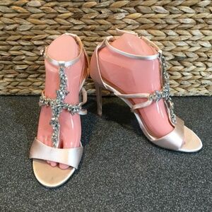 Badgley Mischka Jewel Embellished Satin Heels